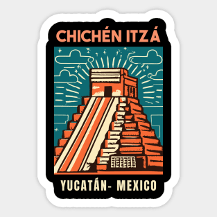 A Vintage Travel Art of Chichén Itzá - Mexico Sticker